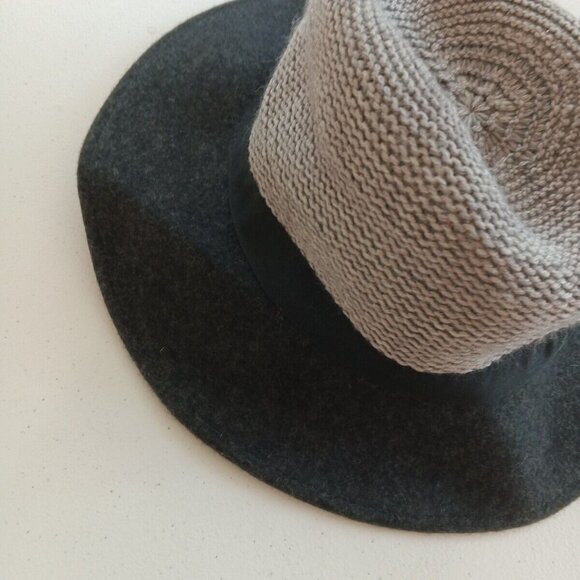 Hinge Knitted 100% Wool Fedora Hat Gray Black One Size Casual Boho Chic main image 7